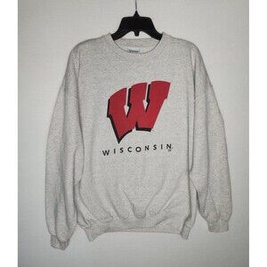 Vintage University Of Wisconsin Badgers W Crewneck Pullover Sweatshirt Mens XL